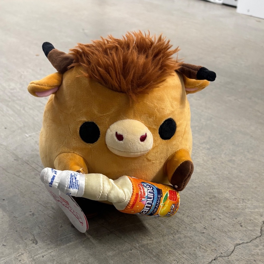 Zuru Snackles Zulu Highland Cow Plush with Ramune Orange Soda Bottle Medium 10in